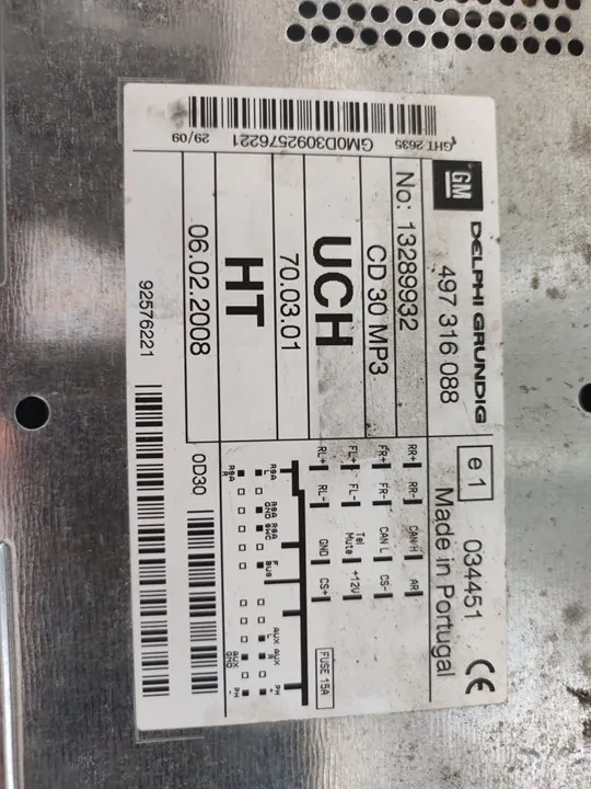 SISTEMA AUDIO / RADIO CD 108684